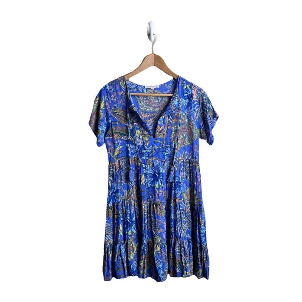 Olivaceous Dress Floral Palm Leaf Print Mini A Line